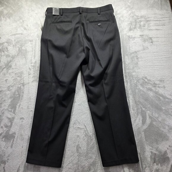 Van Heusen Pants Mens 36x30 Black Slim Fit Flat Front Dress Office Work Formal - Picture 1 of 11